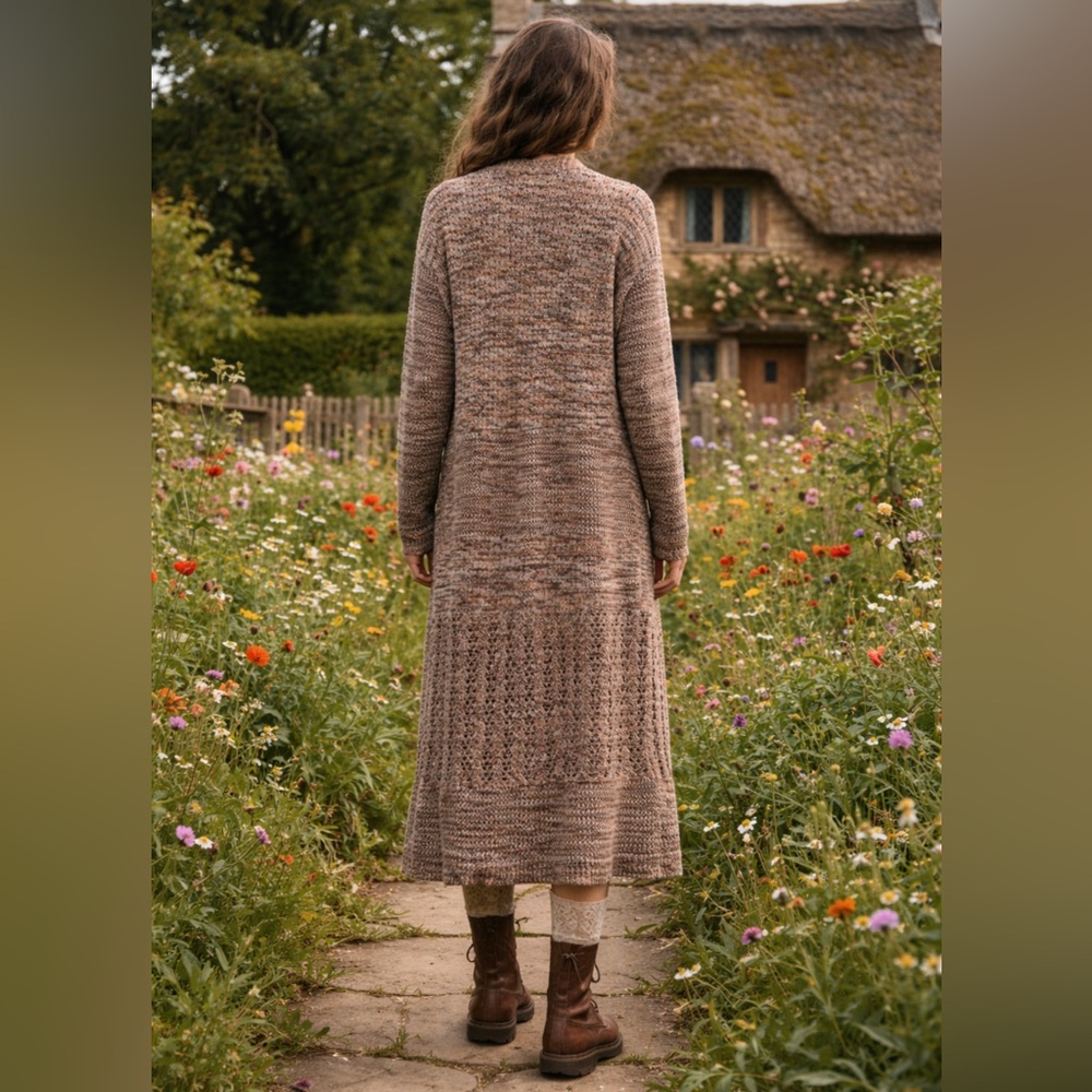 Anthropologie Marled Space Dye Cottagecore Folklore Duster Cardigan Size S EUC - Picture 2 of 5
